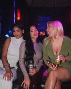 3 Beautiful ladies with sexy v neck blouses and dresses at The Stafford Room nightclub Join Ladies Nights or book VIP Table Reservations with Always The VIP top promoters