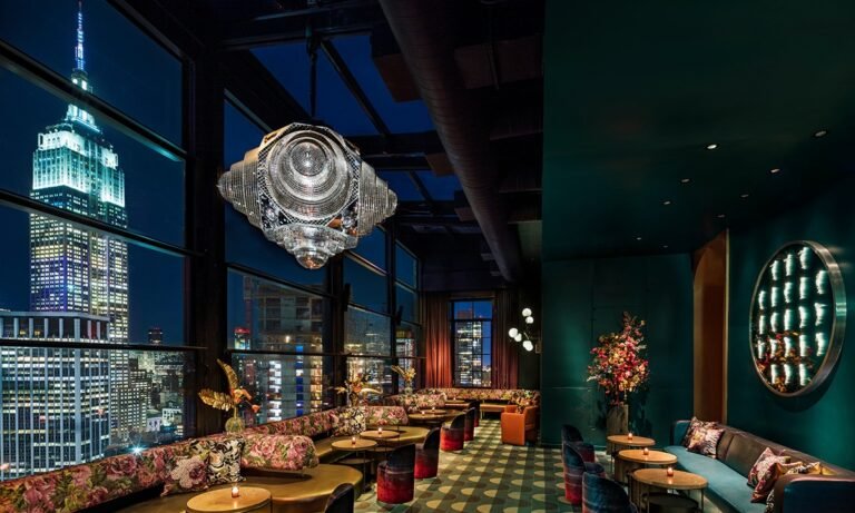 The Fleur Room NYC in Moxy Chelsea The North Room with view of The Empire State Building VIP Reservations at Always The VIP